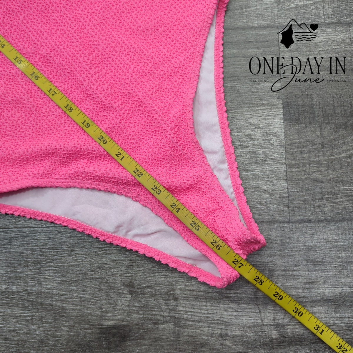 CharmLeaks Textured Crinkle One Piece Swimsuit Hot Pink Size S