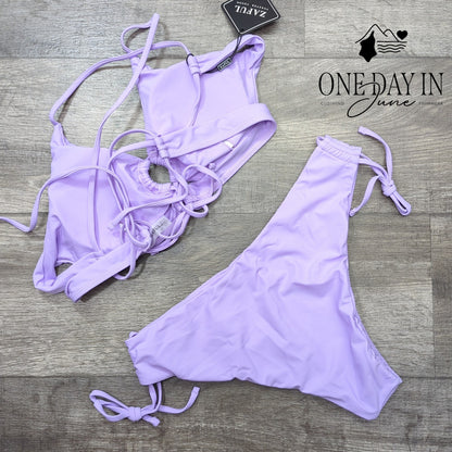 Zaful Tie Back Keyhole Bikini Swimsuit Size L