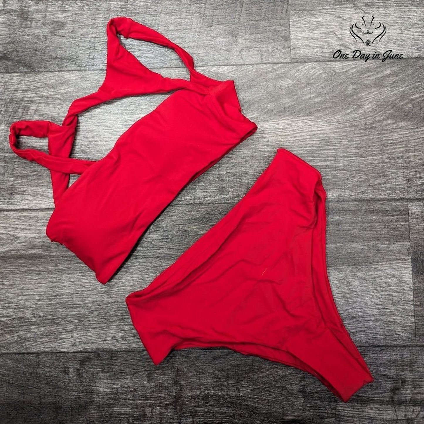 ODIJ High Waist Crop Top Bikini Swimsuit Size S