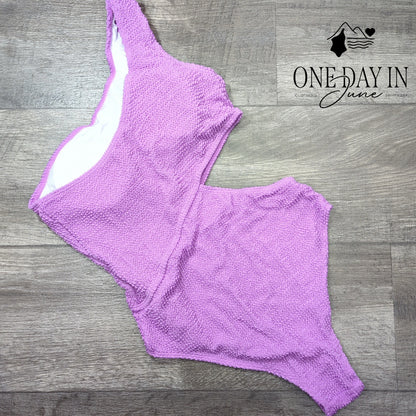 Limeeke Smocked One Shoulder One Piece Swimsuit Size M