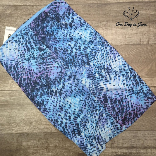 Nine West Bodycon Midi Skirt Blue Black Purple Abstract Print NWT Size L