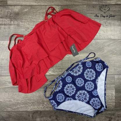 Tempt Me High Waist Off Shoulder Ruffled Bikini Size M