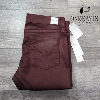 Hudson Krista Ankle Super Skinny Coated Rowe Burgundy NWT Size 10 (30)