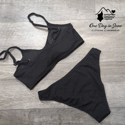 Charmleaks Textured Crop Bikini Swimsuit Size M