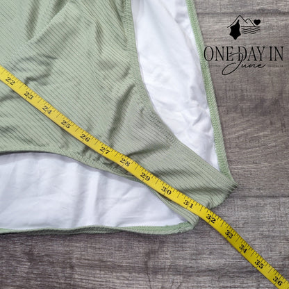 Charmo Ribbed Ruffle Shoulder Keyhole One Piece Swimsuit Size 2XL