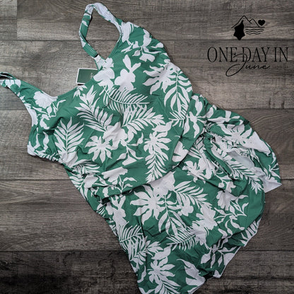 Eomenie Plus Size Tropical Swimdress One Piece Swimsuit Size 20W