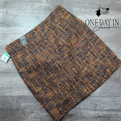Amanda + Chelsea Modern Fit Tweed Pencil Skirt Brown Gold NWT $98 Size M