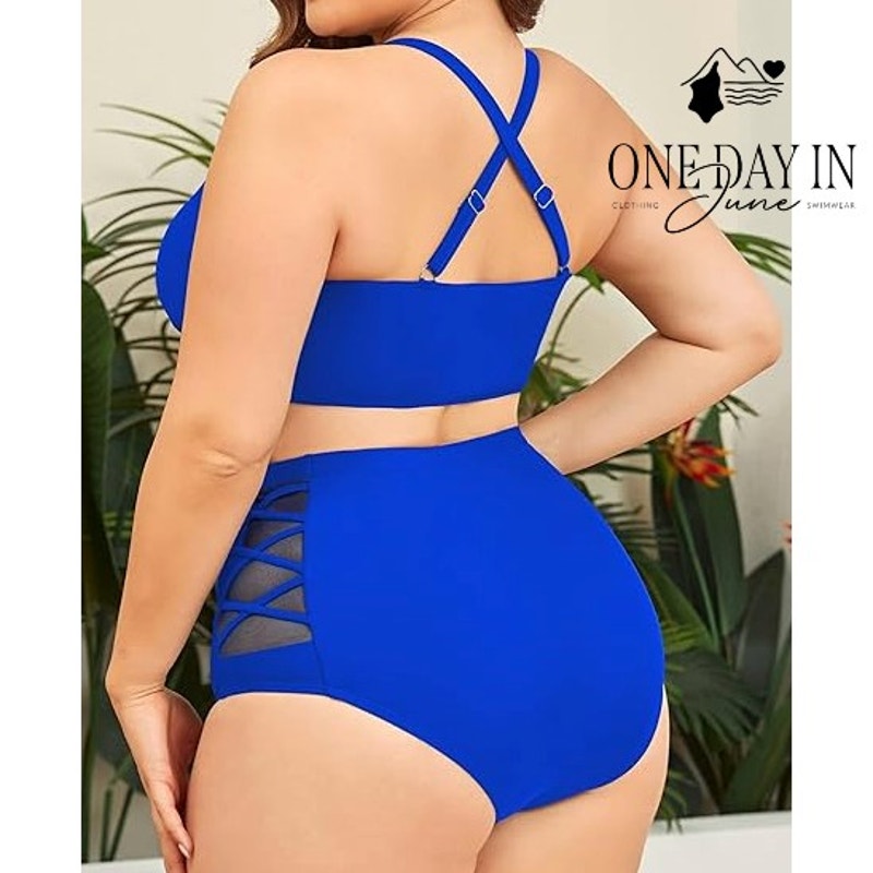 Yonique Plus Size High Waist Bikini Swimsuit Size 18W