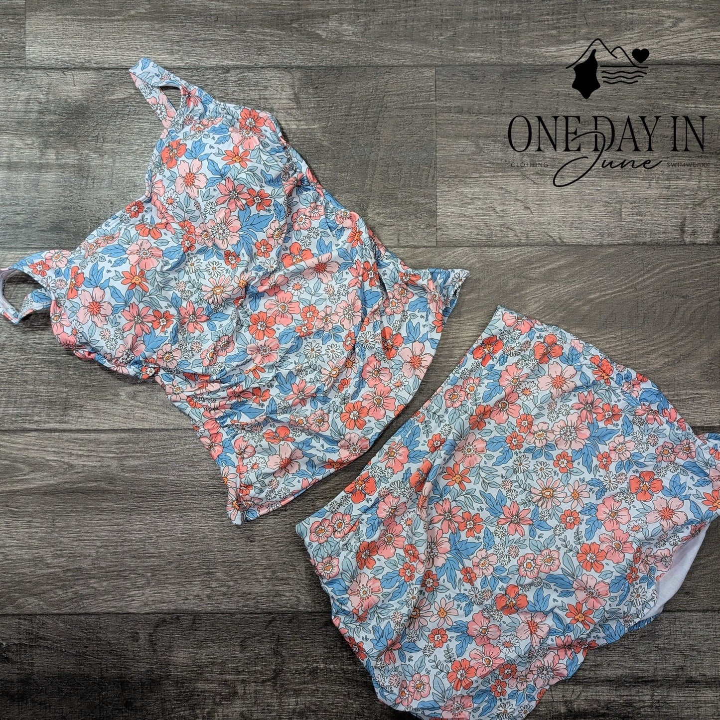 B2Prity Floral Skirted Tankini Swimsuit Size M