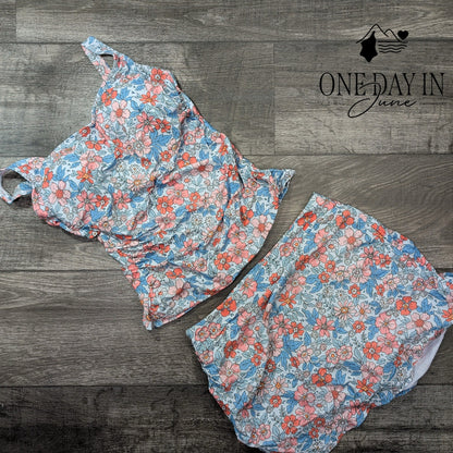 B2Prity Floral Skirted Tankini Swimsuit Size M