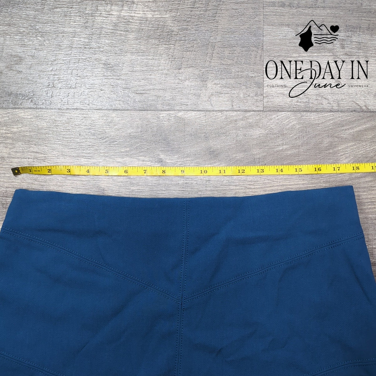Loft A Line Mini Skirt Blue Stretch Seamed NWT Size 14