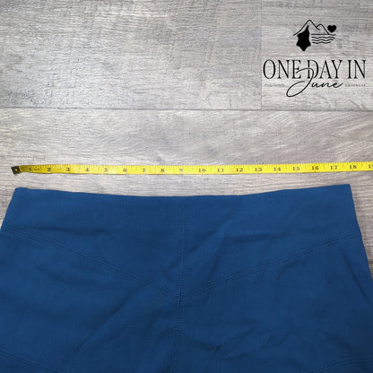 Loft A Line Mini Skirt Blue Stretch Seamed NWT Size 14