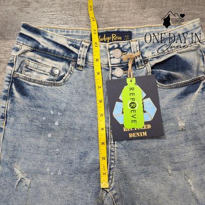 Indigo Rein Juniors High Rise Distressed Ankle Jeans Size 7