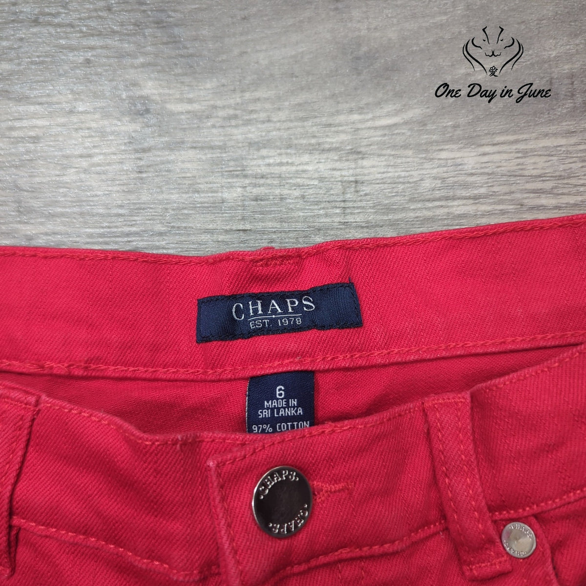 Chaps Cropped Jeans Red Pink Capri Pants Stretch Denim Size 6