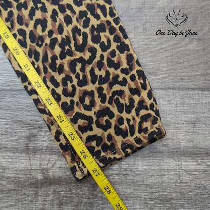 J.Crew 9 Inch High Rise Skinny Jeans Leopard Print Button Fly Size 28 (6)