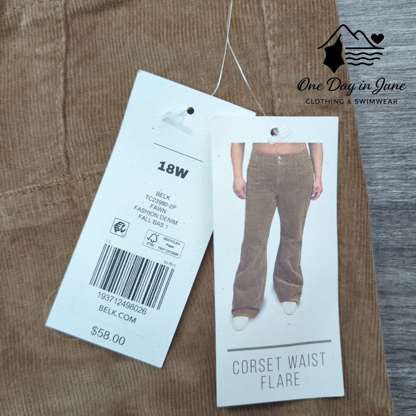 True Craft Corset Waist Flare Corduroy Pants Size 18W