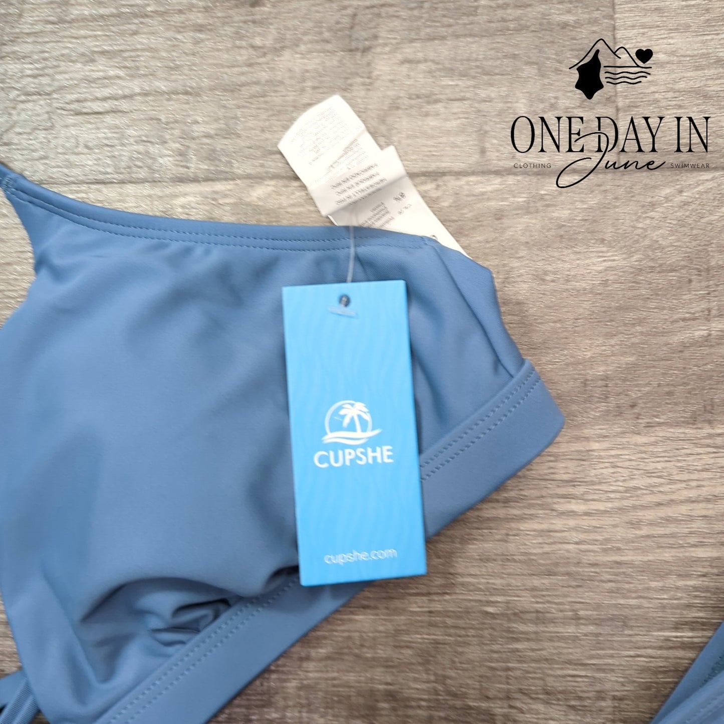 Cupshe Bikini Swimsuit Blue V Neck Criss Cross Tie Back 2 Piece NWT Size M