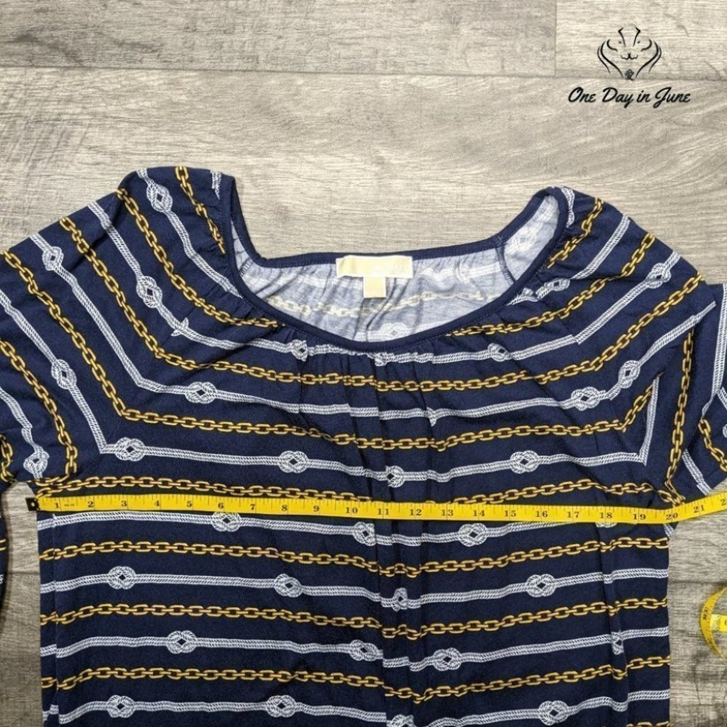 Michael Kors Women's Wide Neck Long Sleeve Nautical Top Size L