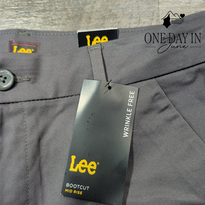 Lee Wrinkle Free Mid Rise Bootcut Dress Pants Gray NWT Size 8S