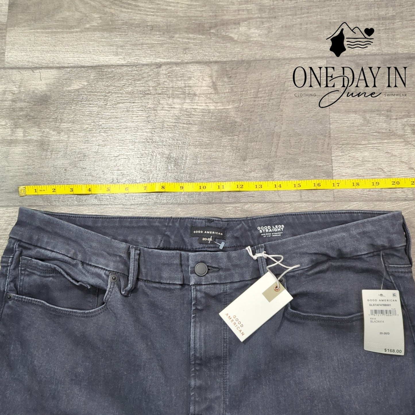 Good American Always Fits Good Legs Straight Jeans Black NWT $168 Size 20-22