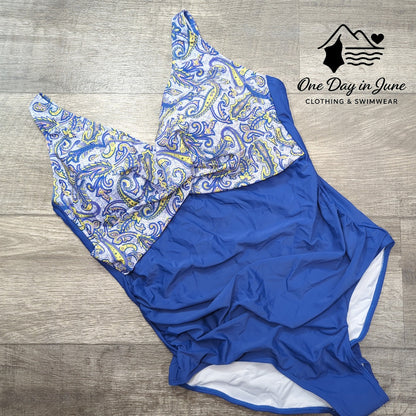 Eomenie Plus Size Cross Front One Piece Swimsuit Size 2XL