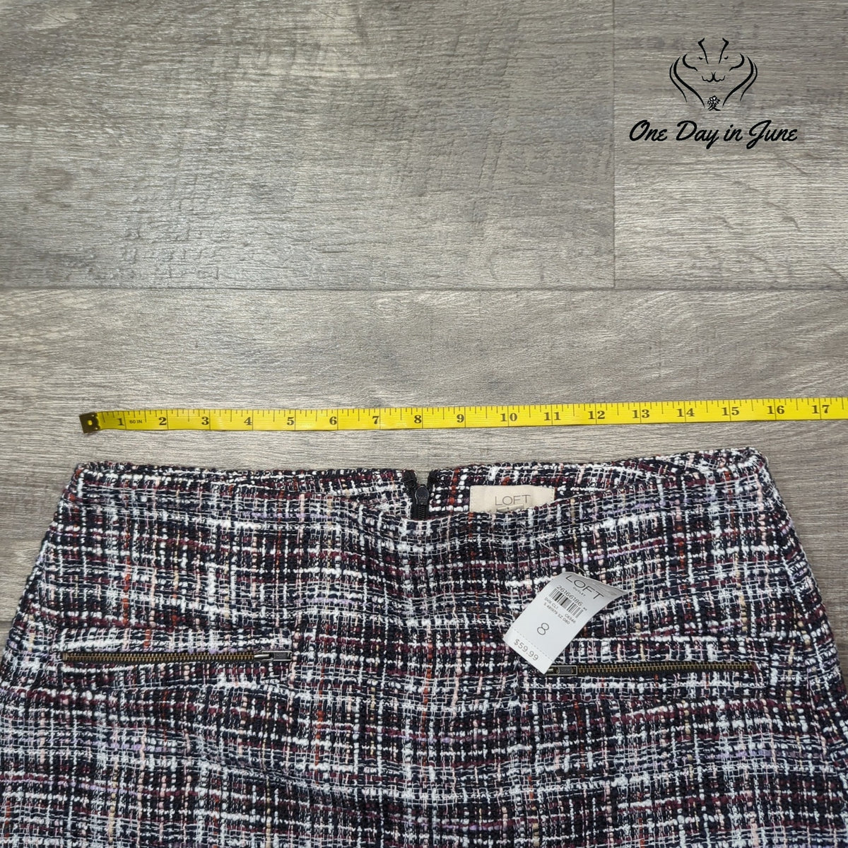 Loft Tweed Textured Mini Skirt Multicolor Zip Pockets NWT Size 8