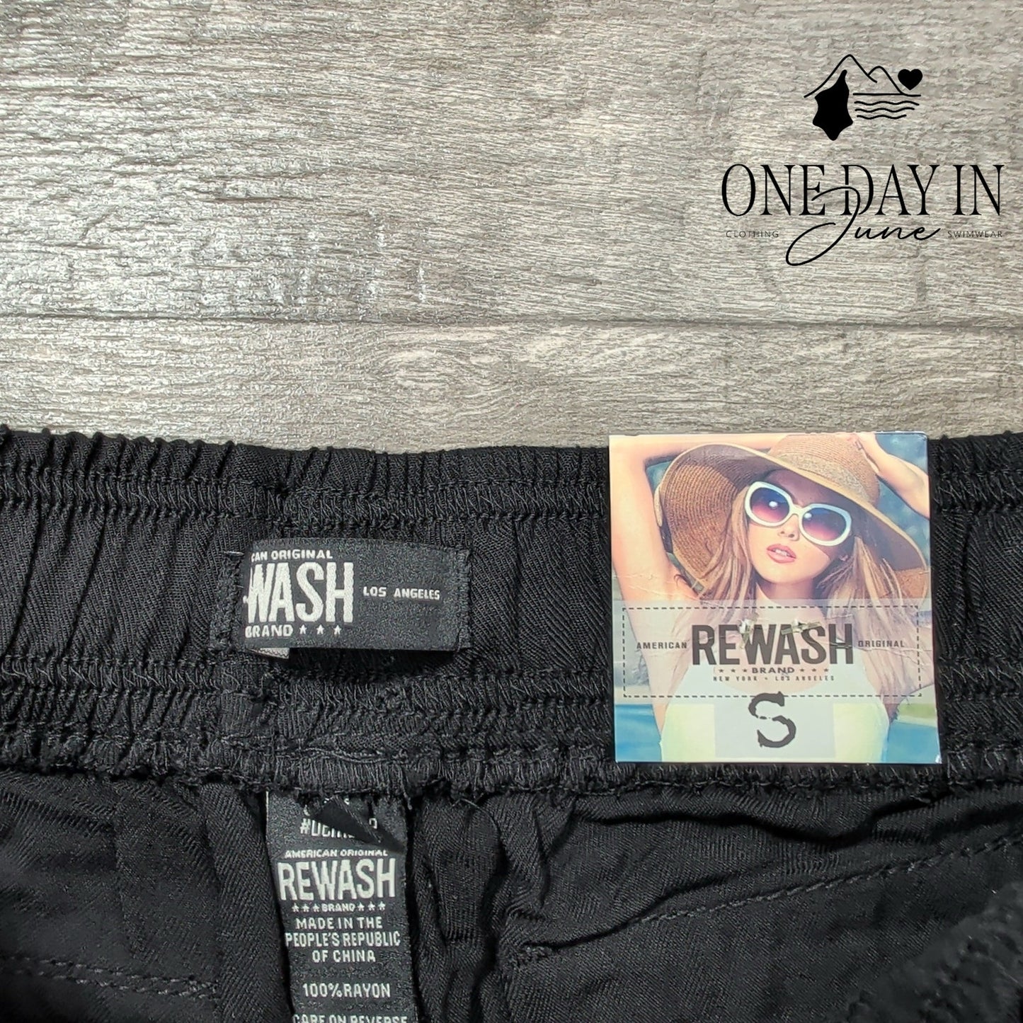 Rewash Drawstring Utility Cargo Pants Black NWT 100% Rayon Size S
