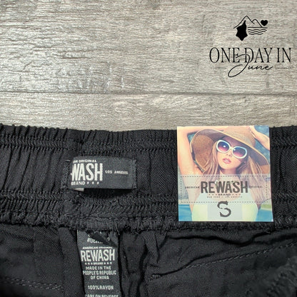 Rewash Drawstring Utility Cargo Pants Black NWT 100% Rayon Size S