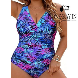 Aqua Eve Plus Size Tropical One Piece Swimsuit Size 20W