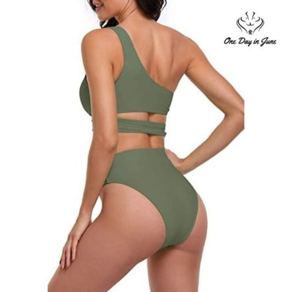 Byoauo One Shoulder Wrap Bikini Swimsuit Size M