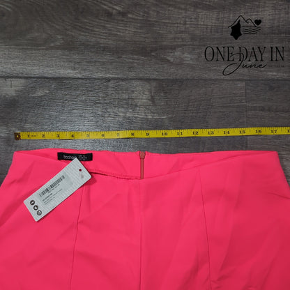 Boohoo Neon Split Front Tailored Trouser Pants Size 12