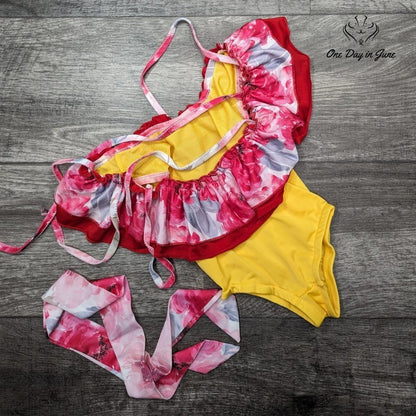 Amzbrly Ruffle Shoulder One Piece Swimsuit Size 100 (3 Mths)