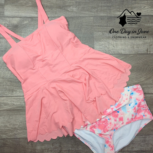 Charmleaks Plus Size Ruffle Edge Tankini Swimsuit Size XXL