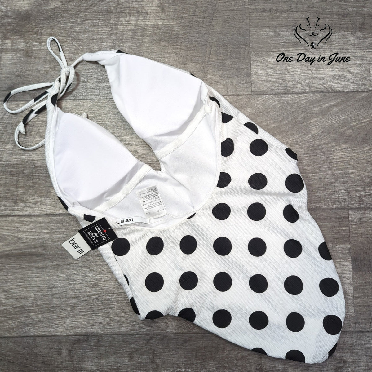 Bar III This And Dot Polka Dot Plunging One Piece Swimsuit NWT Size XL