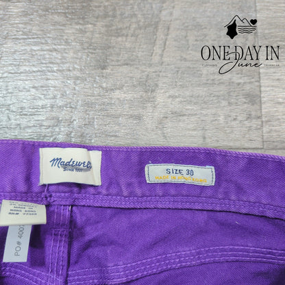 Madewell Skinny Ankle Zip Jeans Purple Stretch Denim NWT Size 10