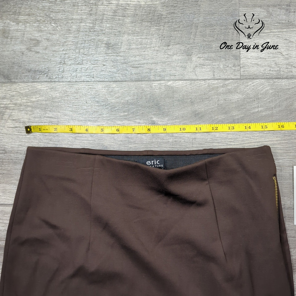 Eric Signature Comfort Waist Side Zip Split Pencil Skirt Brown NWT Size 8