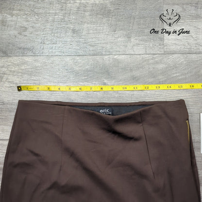 Eric Signature Comfort Waist Side Zip Split Pencil Skirt Brown NWT Size 8