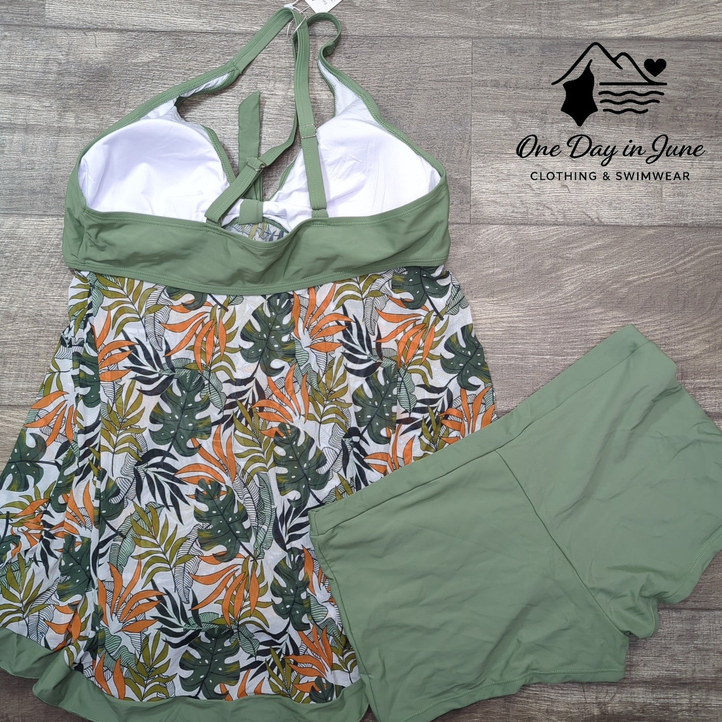 EtoMax Knot Fron Boy Short Sheer Tankini Swimsuit Size XL