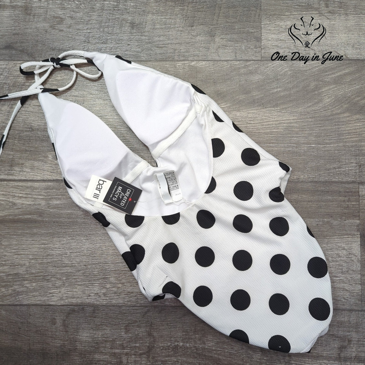 Bar III This And Dot Polka Dot Plunging One Piece Swimsuit NWT Size S
