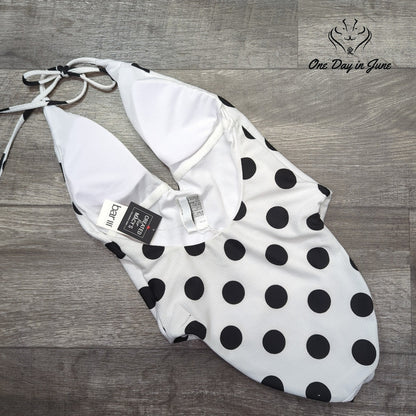 Bar III This And Dot Polka Dot Plunging One Piece Swimsuit NWT Size S