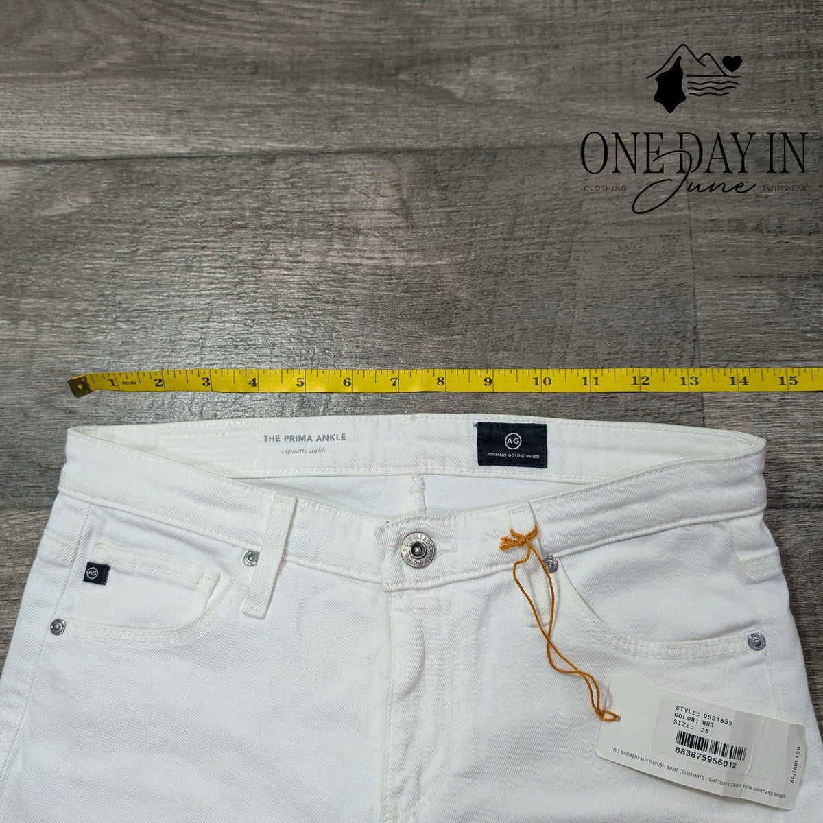 AG Adriano Goldschmied Prima Cigarette Ankle Jeans White NWT Size 0 (25)