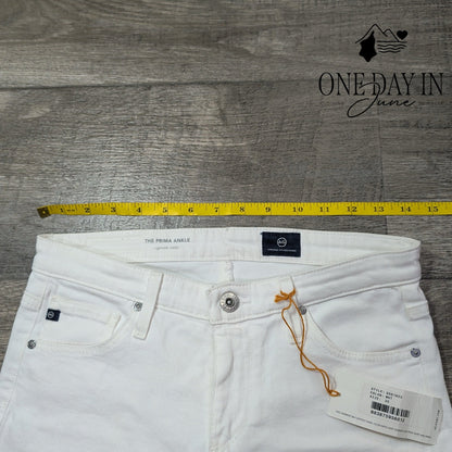 AG Adriano Goldschmied Prima Cigarette Ankle Jeans White NWT Size 0 (25)