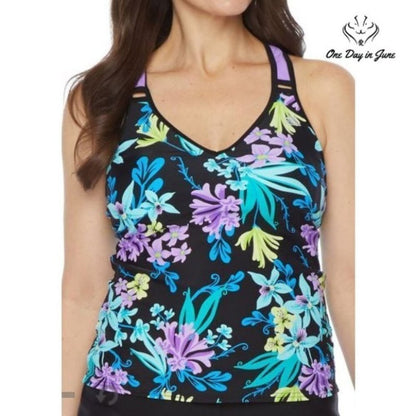 ZeroXPosure Floral Tankini Swimsuit Top Size S