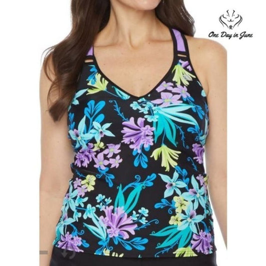 ZeroXPosure Floral Tankini Swimsuit Top Size S