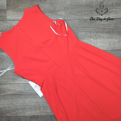 Calvin Klein Sleeveless Draped Sheath Dress Coral Orange NWT $134 Size 10