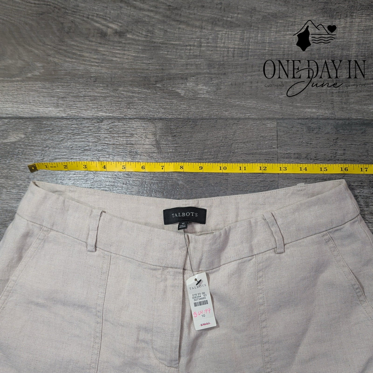 Talbots Linen Blend Pants Beige Natural Straight Leg Patch Pockets NWT Size 10