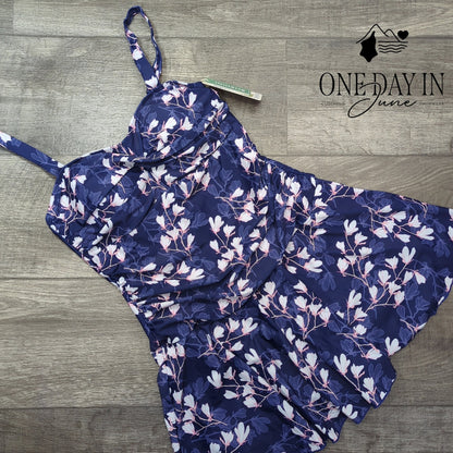 Shekini Twist Front Boyshort Swimdress One Piece Swimsuit Size L