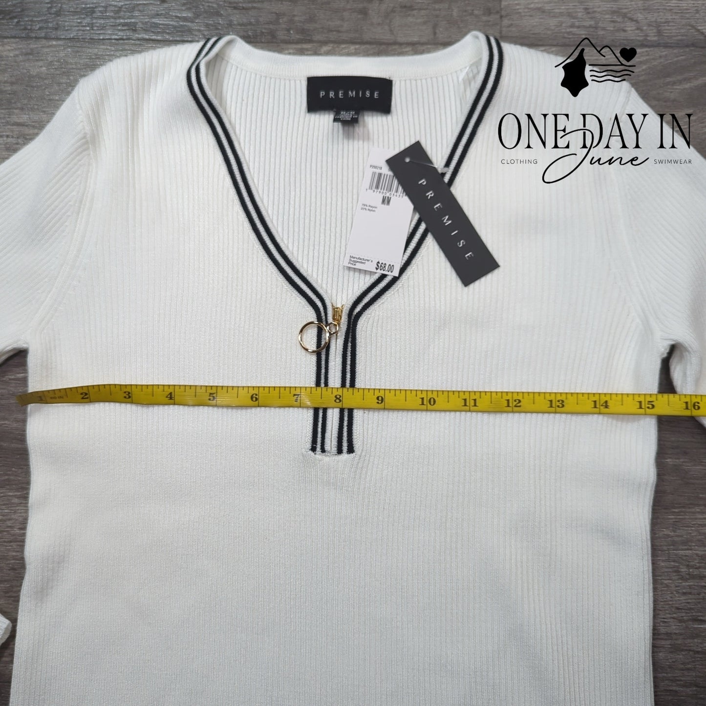 Premise Ribbed Long Sleeve Quarter Zip Sweater Size M