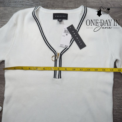 Premise Ribbed Long Sleeve Quarter Zip Sweater Size M