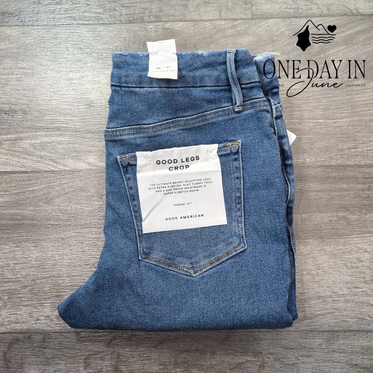 Good American Good Legs Crop Distressed Skinny Jeans Indigo NWT Size 12